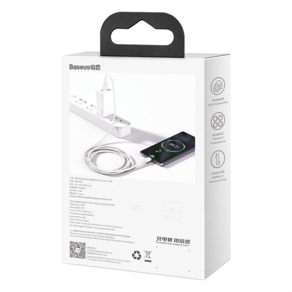 Baseus Superior kábel USB - USB TypeC 66 W 6A 2 m White (CATYS-A02)