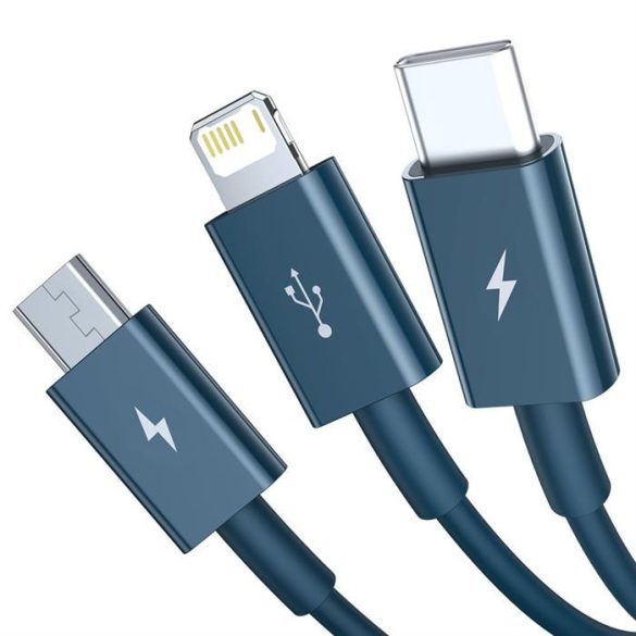 Baseus Superior kábel USB - Lightning / micro USB / USB Type 3,5 A 1,5m Blue (CAMLTYS-03)