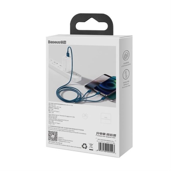 Baseus Superior kábel USB - Lightning / micro USB / USB Type 3,5 A 1,5m Blue (CAMLTYS-03)