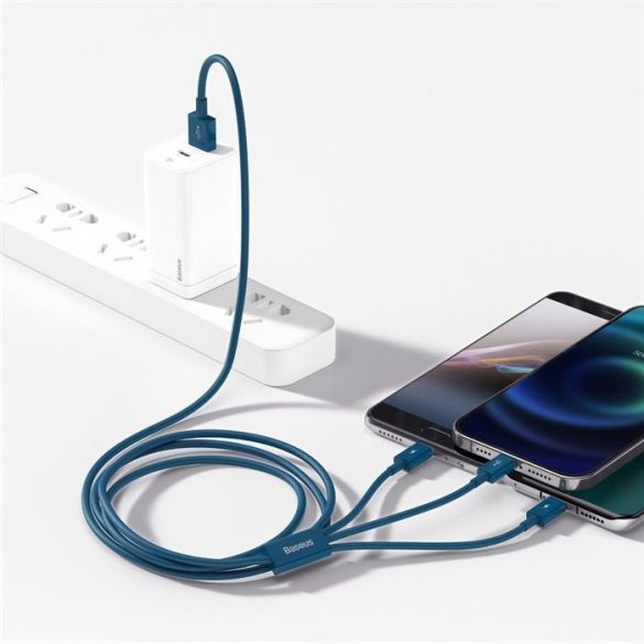 Baseus Superior kábel USB - Lightning / micro USB / USB Type 3,5 A 1,5m Blue (CAMLTYS-03)