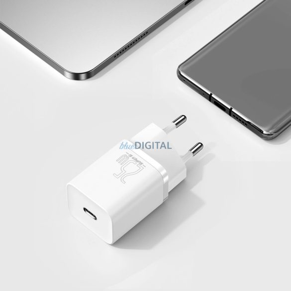 Baseus Si USB-C 25W 3A gyorstöltő USB-C / USB-C 1m-es kábellel - fehér