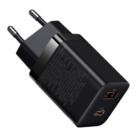 Baseus Super Pro gyors fali töltő USB / Type-c USB 30W Power Delivery Quick Charge fekete (CCSUPP-E01)