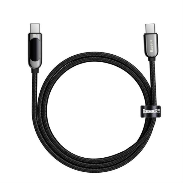 Baseus Type-c USB - Type-c USB-kábel 100 W (20 V / 5 A) 1 m teljesítményleadás képernyő fogyasztásmérő fekete (CATSK-B01)