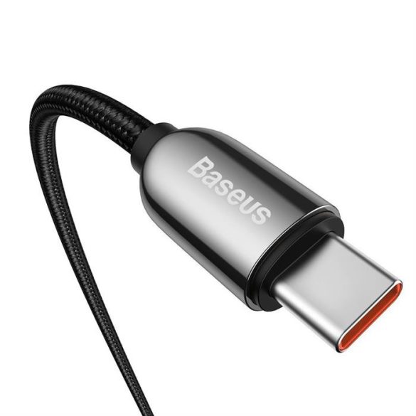 Baseus Type-c USB - Type-c USB-kábel 100 W (20 V / 5 A) 1 m teljesítményleadás képernyő fogyasztásmérő fekete (CATSK-B01)