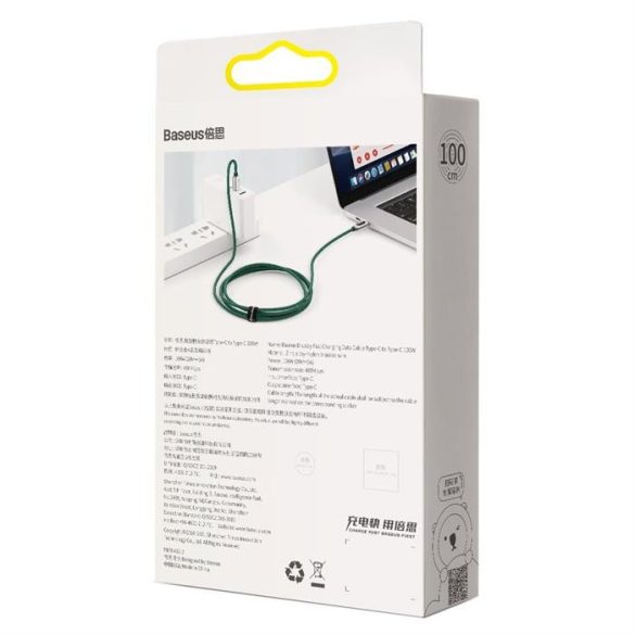 Baseus Type-c USB - Type-c USB-kábel 100 W (20 V / 5 A) 1 m teljesítményleadás képernyő fogyasztásmérő fekete (CATSK-B01)