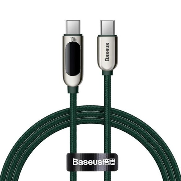 Baseus Type-c USB - Type-c USB-kábel 100 W (20 V / 5 A) 1 m teljesítményleadás képernyő fogyasztásmérő fehér (CATSK-B06)