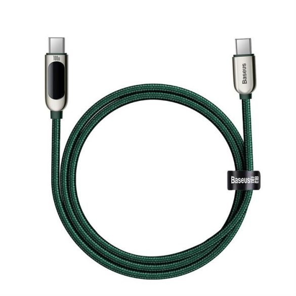 Baseus Type-c USB - Type-c USB-kábel 100 W (20 V / 5 A) 1 m teljesítményleadás képernyő fogyasztásmérő fehér (CATSK-B06)