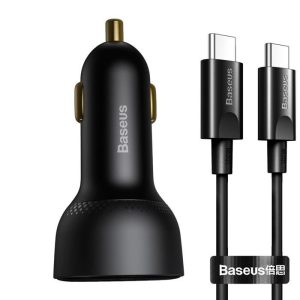 Baseus Superme Digital Display PPS Dual gyorstöltő autós töltő fekete (a Baseus Xiaobai sorozat gyors töltés Cable Type-C Type-C 100W (20V / 5A) 1m fekete)