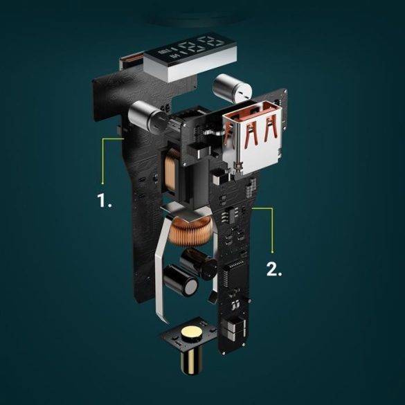 Baseus Superme Digital Display PPS Dual gyorstöltő autós töltő fekete (a Baseus Xiaobai sorozat gyors töltés Cable Type-C Type-C 100W (20V / 5A) 1m fekete)