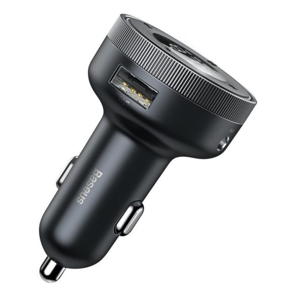 A BASEUS Edgevezze az autó LED vezeték nélküli 2x USB / 3,5mm jack MP3 töltő Bluetooth 5.0 3.4a fekete (CCLH-01)