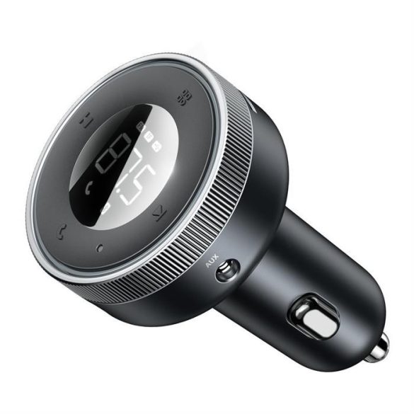 A BASEUS Edgevezze az autó LED vezeték nélküli 2x USB / 3,5mm jack MP3 töltő Bluetooth 5.0 3.4a fekete (CCLH-01)