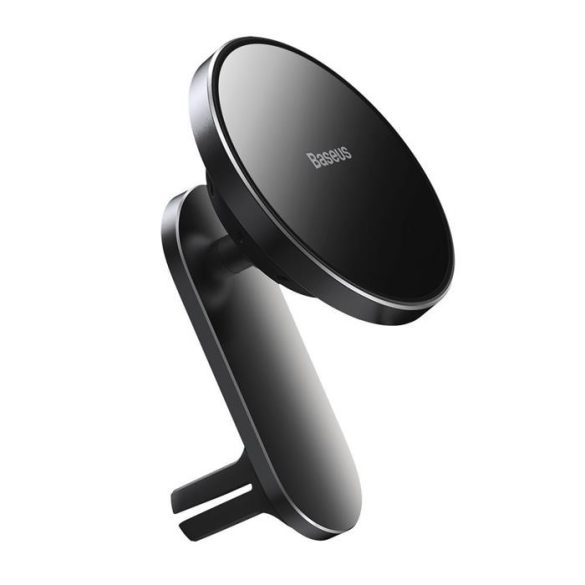 Baseus mágneses autós telefon tartó vezeték nélküli Qi töltő 15 W (MagSafe kompatibilis iPhone) fekete (WXJN-01)