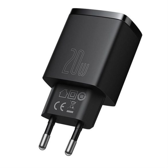 Baseus Kompakt gyorstöltő Type-c USB / USB 20 W 3-A Power Delivery Quick Charge 3.0 fekete (CCXJ-B01)