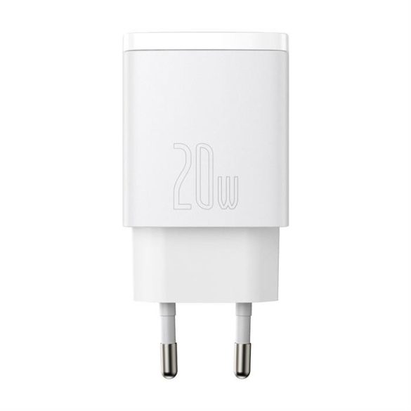 Baseus Kompakt gyorstöltő Type-c USB / USB 20 W 3-A Power Delivery Quick Charge 3.0 fehér (CCXJ-B02)