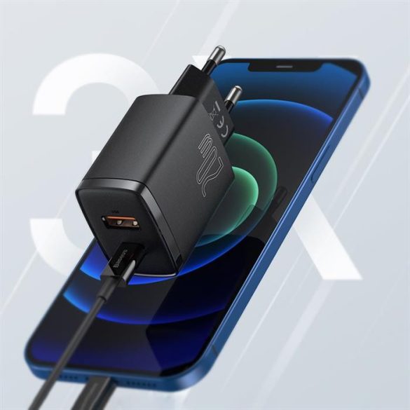 Baseus Kompakt gyorstöltő Type-c USB / USB 20 W 3-A Power Delivery Quick Charge 3.0 fehér (CCXJ-B02)