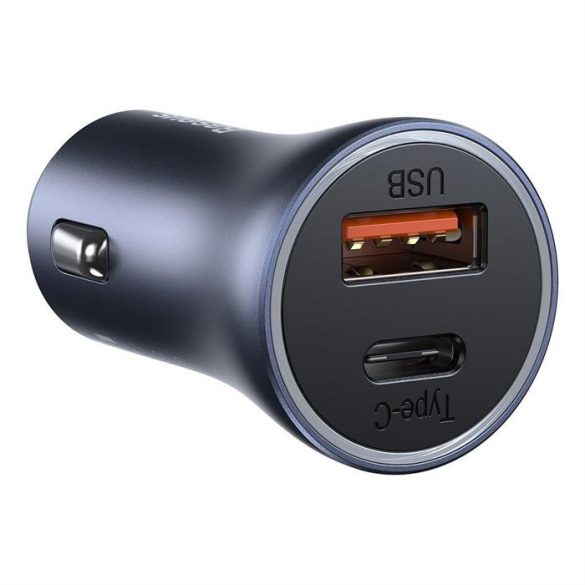 Baseus Arany Kontaktorok Pro gyors autós töltő Type-c USB / USB 40 W Power Delivery 3.0 Quick Charge 4+ SCP FCP AFC + USB Type-c - Lightning kábel szürke (TZCCJD-B0G)