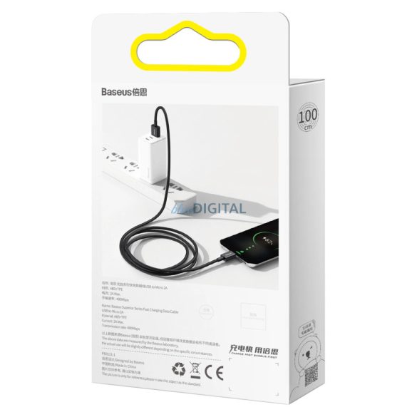 Baseus Superior Series USB-A - microUSB kábel 2A 2m - fekete