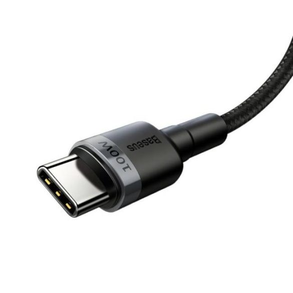 Baseus Cafule Kábel Nylon fonott USB type-c PD Power Delivery 2,0 100W 20V 5A 2m szürke (CATKLF-ALG1)