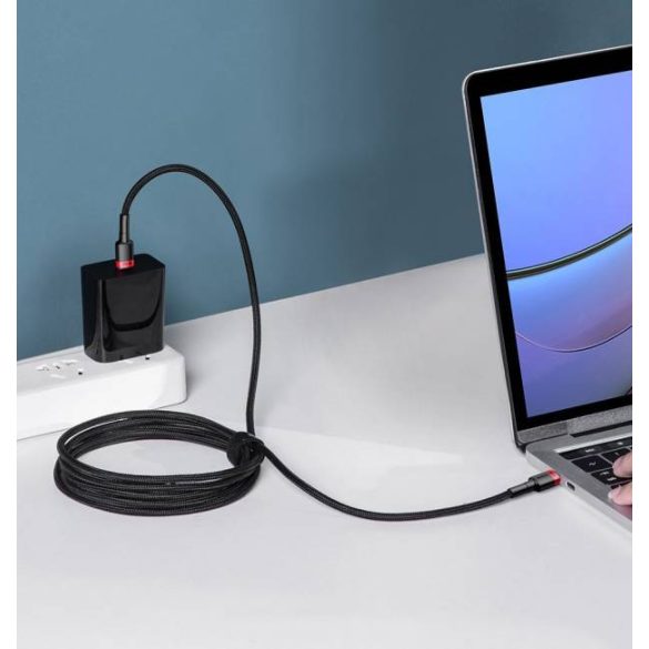 Baseus Cafule Kábel Nylon fonott USB type-c PD Power Delivery 2,0 100W 20V 5A 2m szürke (CATKLF-ALG1)