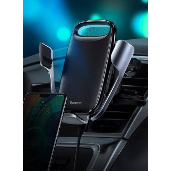 Baseus Tejút 15W vezeték nélküli Qi autós töltő telefon automatikus tartó fekete (WXHW02-01)