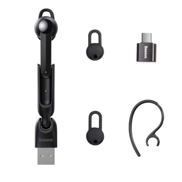 Baseus A05 vezeték nélküli Bluetooth 5.0 fülhallgató fejhallgató + USB dokkoló fekete (NGA05-01)