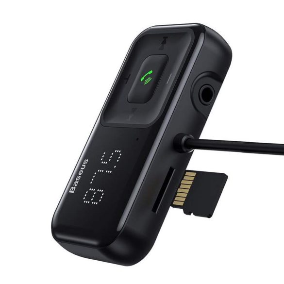Baseus S-16 FM Transmitter Bluetooth 5.0 2x USB autós töltő AUX MP3 TF micro SD 3,1 A fekete (CCTM-E01)