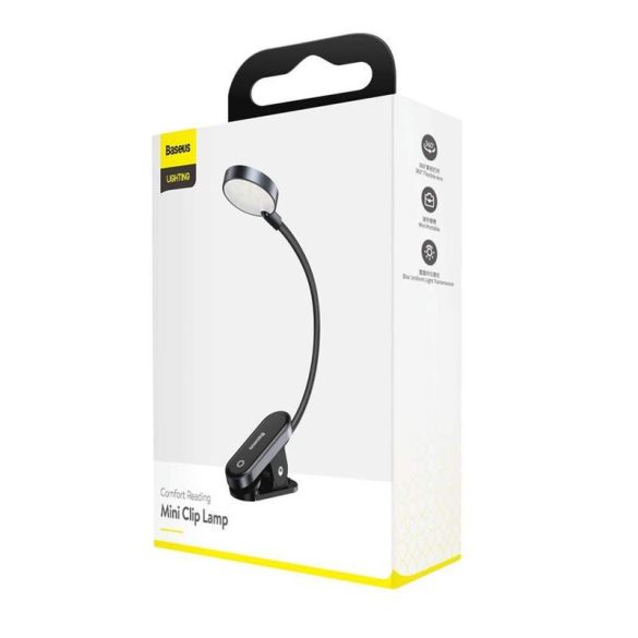 Baseus mini LED olvasólámpa csipesszel szürke (DGRAD-0G)