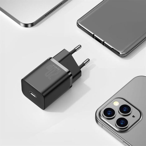 Baseus Super Si 1C gyors hálózati töltő USB-C 20 W Power Delivery fekete (CCSUP-B01)