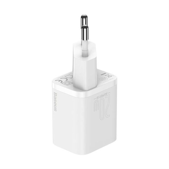 Baseus Super Si 1C gyors fali töltő Type-c USB 20 W Power Delivery + Type-c USB - Lightning kábel 1 m fehér (TZCCSUP-B02)