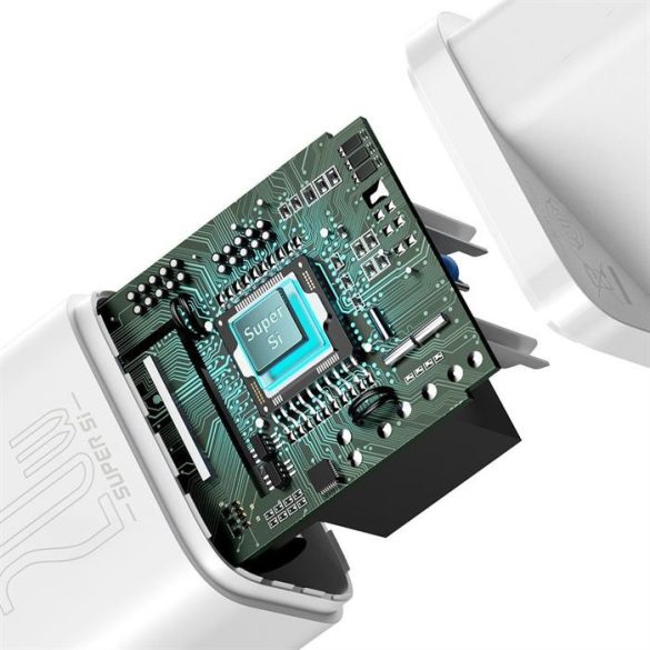 Baseus Super Si 1C gyors fali töltő Type-c USB 20 W Power Delivery + Type-c USB - Lightning kábel 1 m fehér (TZCCSUP-B02)