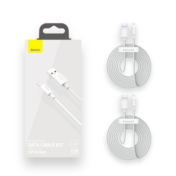 Baseus 2x szett USB - Lightning kábel gyors töltés Power Delivery 1,5 m fehér (TZCALZJ-02)