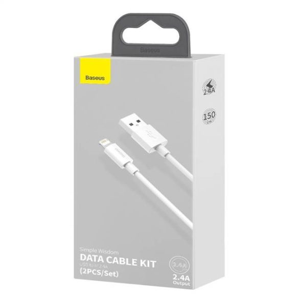 Baseus 2x szett USB - Lightning kábel gyors töltés Power Delivery 1,5 m fehér (TZCALZJ-02)