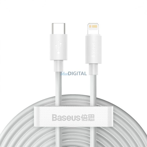 Baseus Simple Wisdom Type-C - Lightning kábel 2.4A 20W 1.5 m - fehér - 2 db