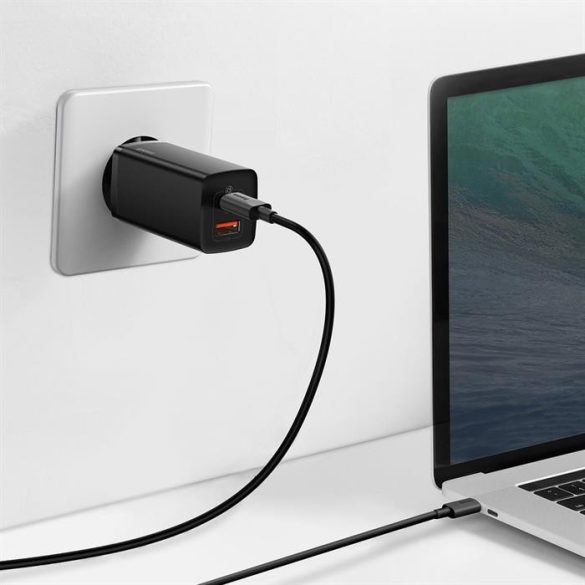 Baseus GaN2 Lite gyors fali töltő 65W USB / USB Type-c Quick Charge 3.0 Power Delivery (gallium-nitrid) fekete (CCGAN2L-B01)