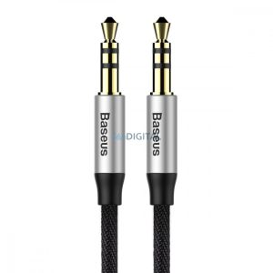 Baseus Yiven M30 sztereó AUX 3,5 mm-es audiokábel mini jack 1m ezüst-fekete (CAM30-BS1)