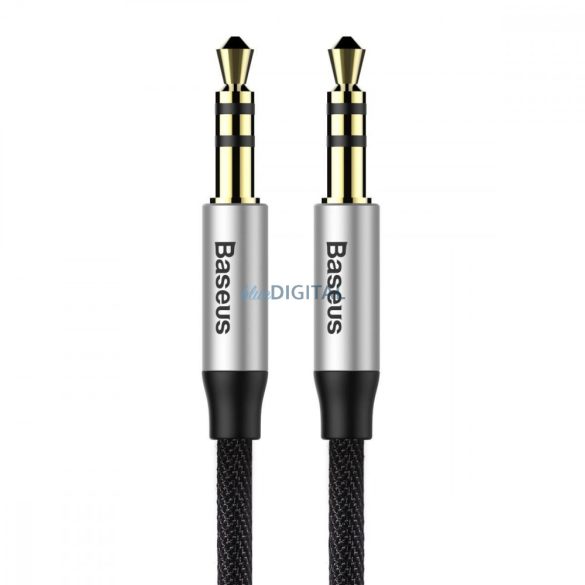 Baseus Yiven M30 sztereó AUX 3,5 mm-es audiokábel mini jack 1m ezüst-fekete (CAM30-BS1)