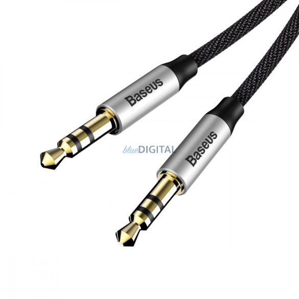 Baseus Yiven M30 sztereó AUX 3,5 mm-es audiokábel mini jack 1m ezüst-fekete (CAM30-BS1)