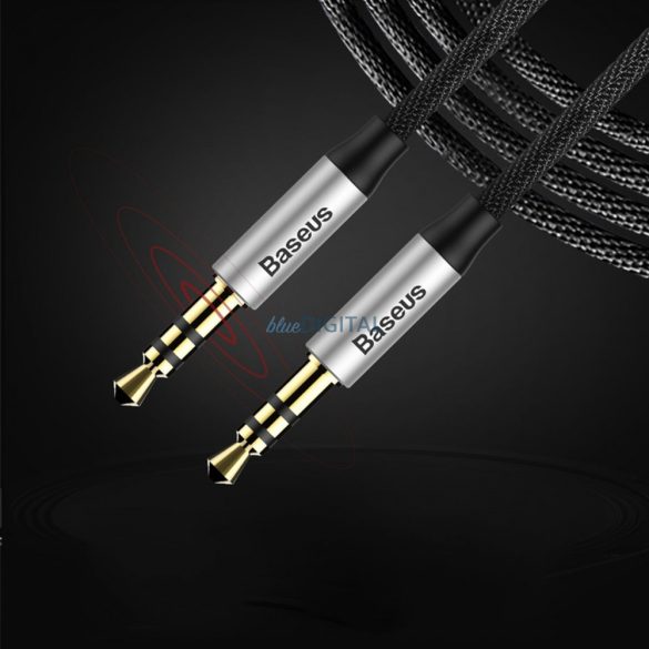 Baseus Yiven M30 sztereó AUX audiokábel 3,5 mm-es mini jack csatlakozó 1,5m ezüst-fekete (CAM30-CS1)