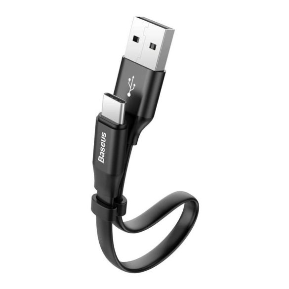 Baseus Fürge Flat Hordozható USB / USB - C kábel Buckle 2A 0,23M fekete (CATMBJ - 01)