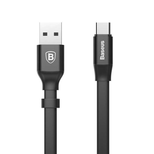 Baseus Fürge Flat Hordozható USB / USB - C kábel Buckle 2A 0,23M fekete (CATMBJ - 01)