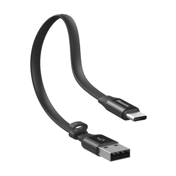 Baseus Fürge Flat Hordozható USB / USB - C kábel Buckle 2A 0,23M fekete (CATMBJ - 01)