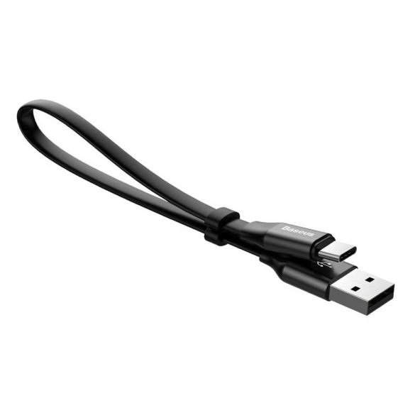 Baseus Fürge Flat Hordozható USB / USB - C kábel Buckle 2A 0,23M fekete (CATMBJ - 01)
