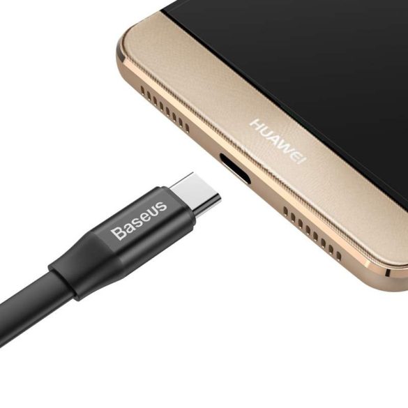 Baseus Fürge Flat Hordozható USB / USB - C kábel Buckle 2A 0,23M fekete (CATMBJ - 01)