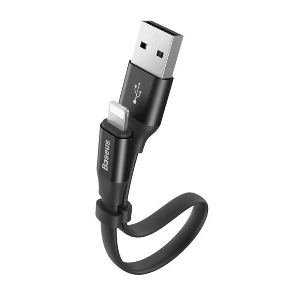 Baseus Fürge Flat Hordozható USB / Lightning kábel Buckle 2A 0,23M fekete (CATMBJ-01)