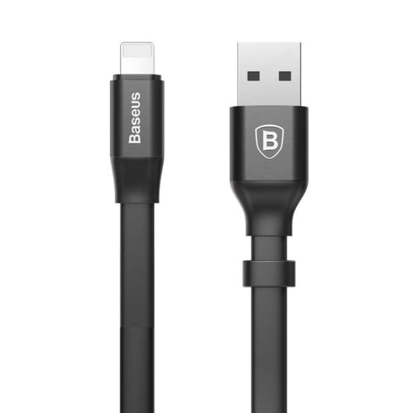 Baseus Fürge Flat Hordozható USB / Lightning kábel Buckle 2A 0,23M fekete (CATMBJ-01)