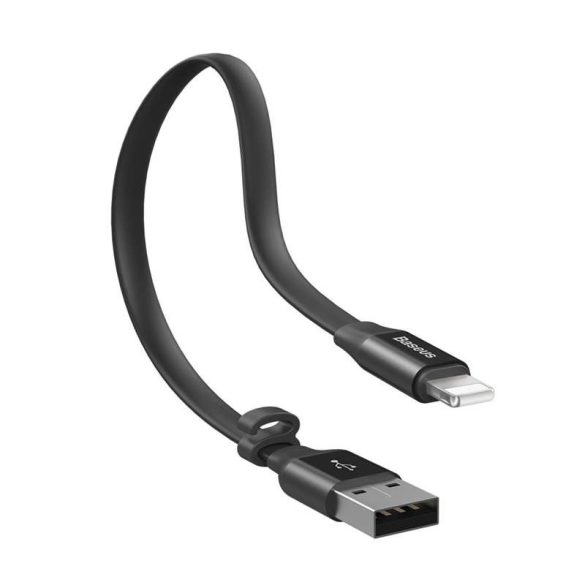 Baseus Fürge Flat Hordozható USB / Lightning kábel Buckle 2A 0,23M fekete (CATMBJ-01)