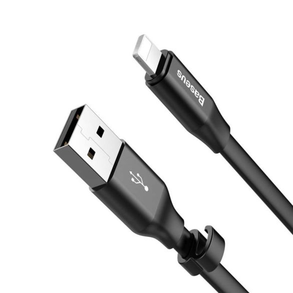 Baseus Fürge Flat Hordozható USB / Lightning kábel Buckle 2A 0,23M fekete (CATMBJ-01)