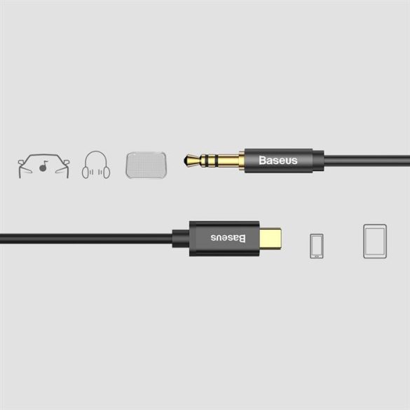 BASEUS YIVEN tok-C apa és 3.5 apa Audio Cable M01 Black