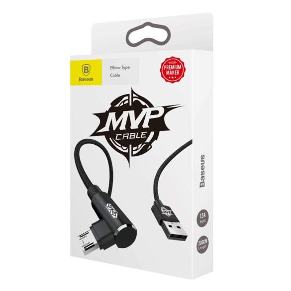 Baseus MVP Kétoldalas Elbow típusú kábel micro USB 1.5A 2M Fekete (CAMMVP - B01)