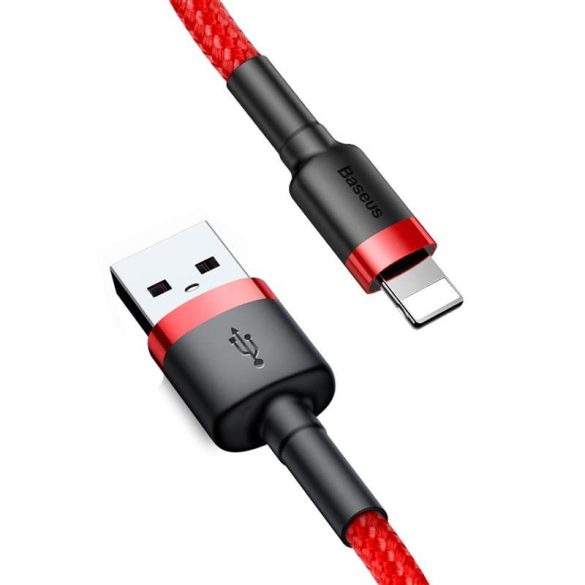 Baseus Cafule Kábel tartós nylon fonott USB / Lightning QC3.0 2.4a 0,5M piros (CALKLF-A09)